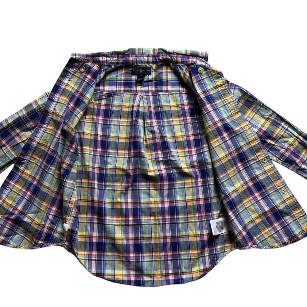 Ralph Lauren Plaid Button Down Shirt Boys 7 Cotton Lightweight Preppy
